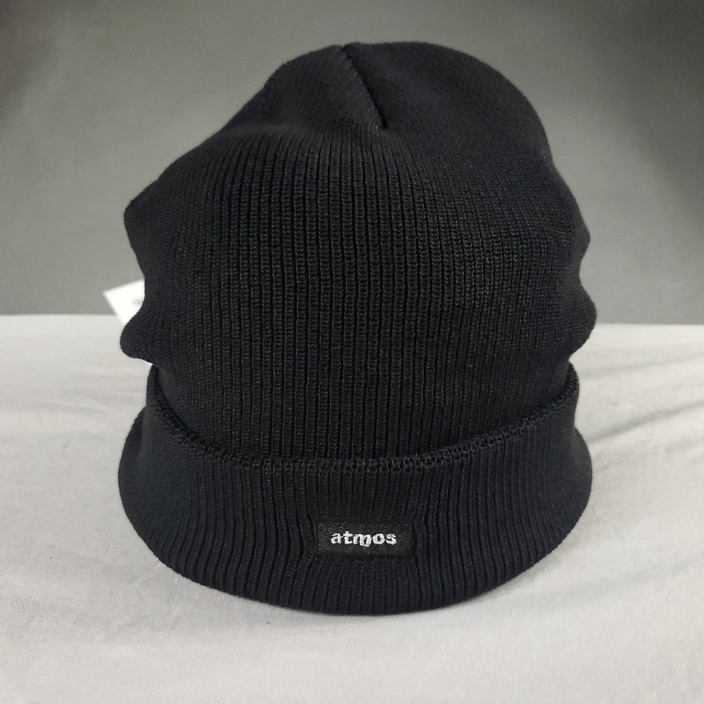 Atmos Beanie Mens One Size Black Cuffed Knit Japan Adult